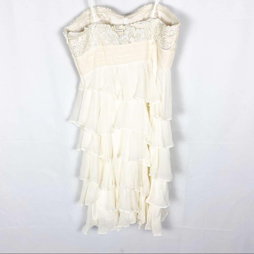 AIDAN MATTOX Ivory Embroidery Ruffle Bridal Dress - Picture 3 of 5